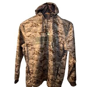 Majestic Authnetic, Oakland A's Desert Camo Baseball Hoodie Pullover, size XL